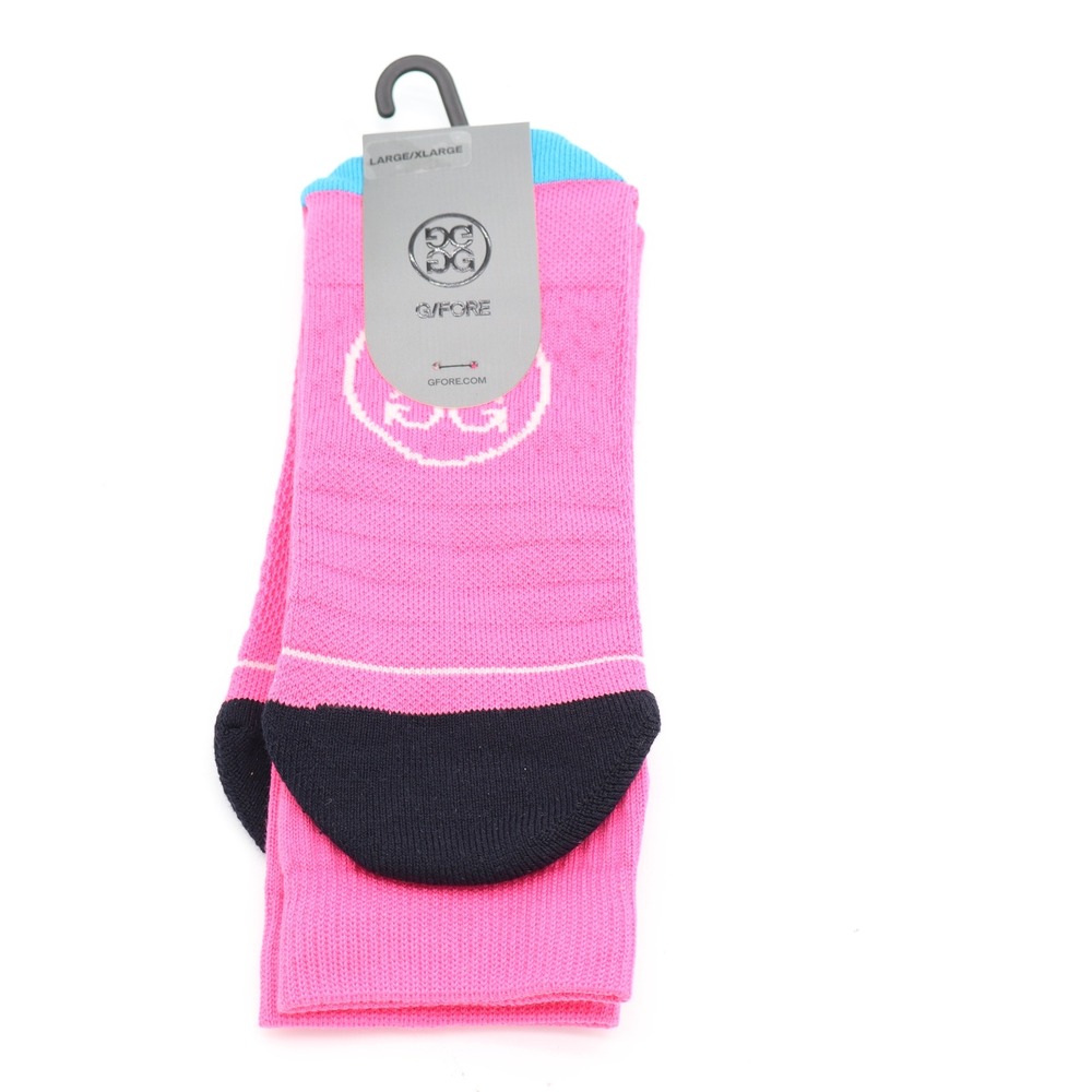 G/FORE Mens Pray For Birdies Crew Socks Knockout Pink Large XL